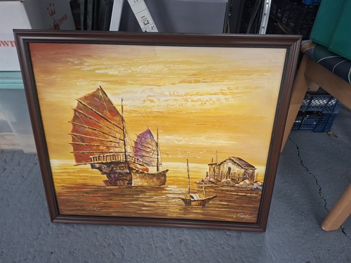 Vintage framed oil - oil, painting