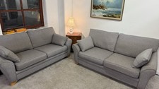 Pair Of DFS 3 + 3 Seater Sofas in Grey Fabric FREE DELIVERY