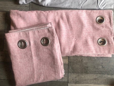 Next BLUSH PINK  Heavyweight Chenille Eyelet Lined Curtains 168x183CM ( 66x 72")