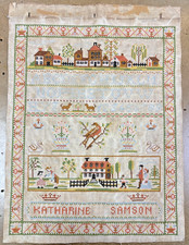 Antique Victorian Embroidery Sampler - Unframed