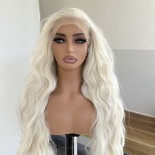 Platinum Blonde Glue less Lace Front Wigs Heat Resistant Hair Soft Long Wavy