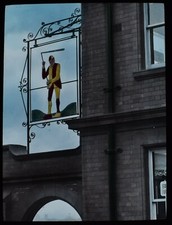 Magic Lantern Slide QUAINT INN SIGN " THE NOW THUS " C1910 PHOTO PUB SIGN