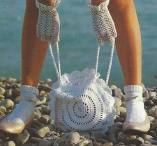 Ladies Bag and Gloves Crochet Pattern  DK and Perle 8 cotton 875 