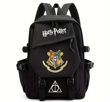 Harry Potter Canvas Backpack School Bag Black Travel Rucksack Gift for Fans