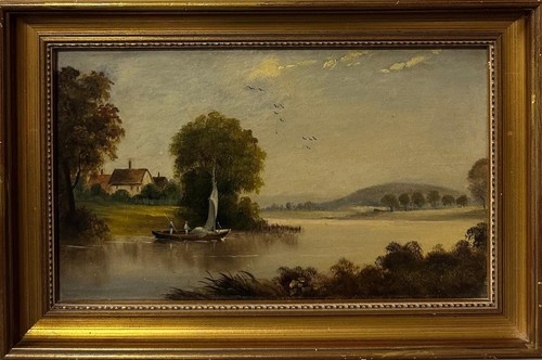 Antique river landscape - antique,