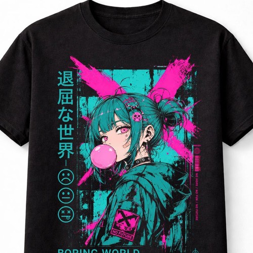 Anime girl bubblegum cyberpunk - anime,