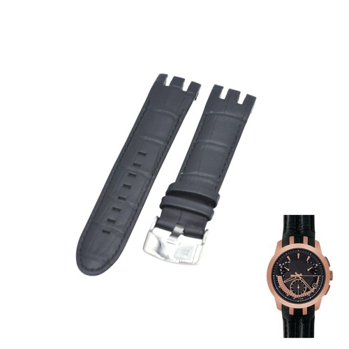 21mm black leather - 21mm, strap