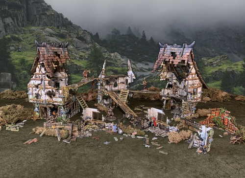 Village ruins fantasy terrain - village,