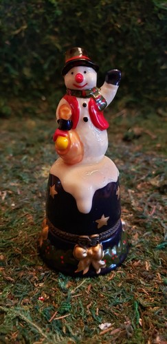 Porcelain trinket box snowman - box,