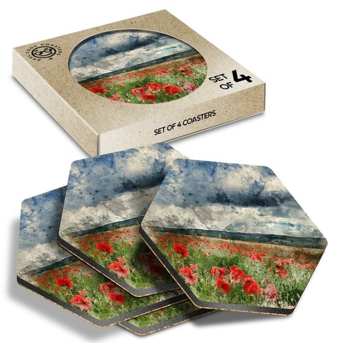 Hexagon coasters poppy - 4,