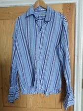 Ted Baker Mens Long Sleeve Cufflink Shirt Size 5 L/XL Mod Retro Style Blue   