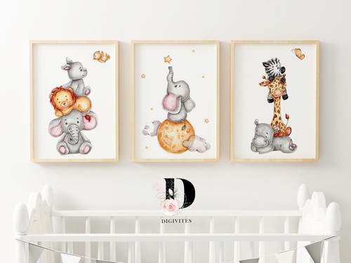 Safari animal nursery wall art - nursery,