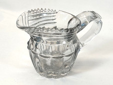 Diana Cut Glass Jug with Handle Georgian? Crystal Effect Toothed Edge Water Ewer