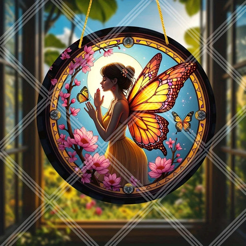 Fairy butterfly cherry yellow - butterfly,