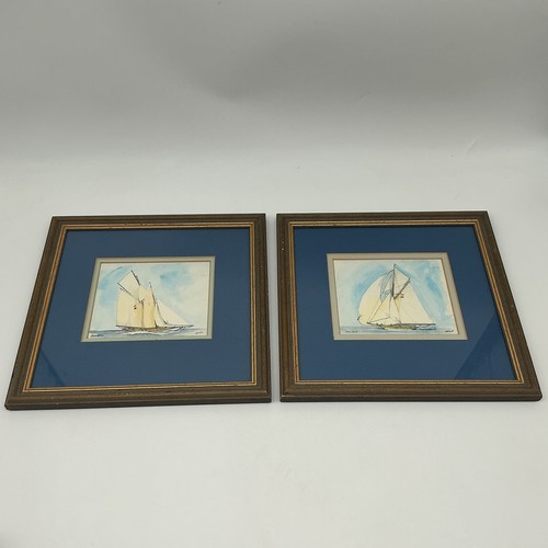 Pair signed water colours - pair,