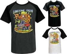 Mens Lowbrow Raglan Baseball T-Shirt Lonesome Chevy V8 Hotrod