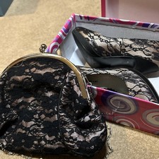 Cream and black lace high heel