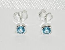 Sterling Silver 925 London Blue Topaz Stud Earrings - December Birthstone