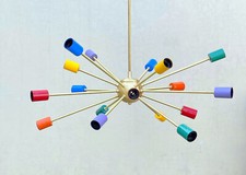 Mid-Century Style 18 Arms Multicolored Sputnik Light Huge size Brass Chandelier
