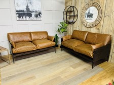 Bradlee 2.5 Seater Leather/oak Sofas Rrp £5000 R35/38