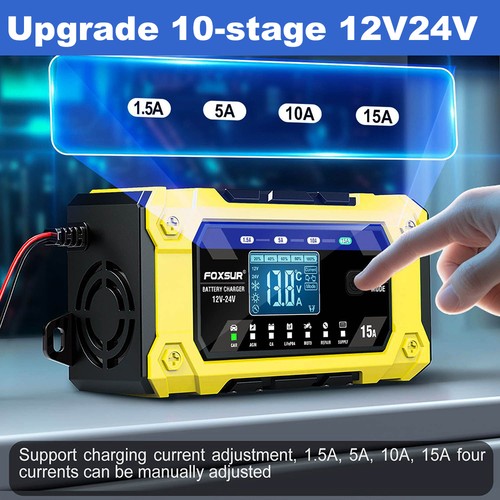 Fast 15a car battery - car, charger