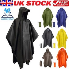 Adult Reusable Rain Poncho Waterproof Raincoat Bicycle Cover Hooded Cape Hiking