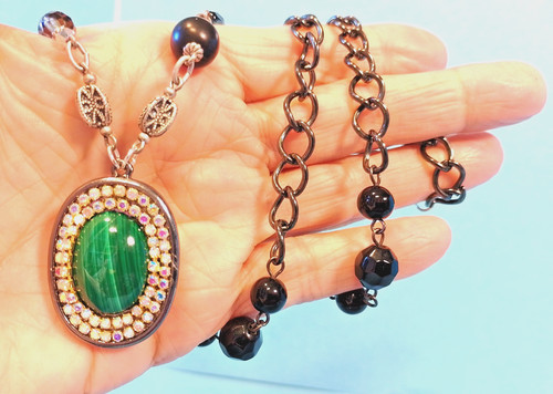 Unique black glass beads - 15,