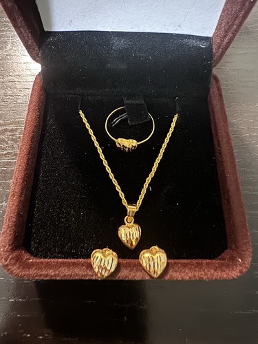18k real saudi gold heart - set,