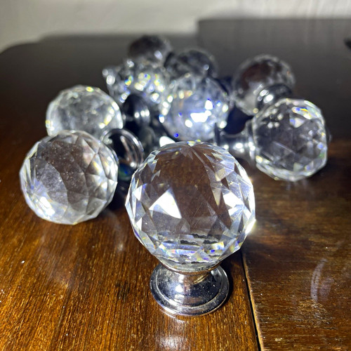 Set clear faceted glass - set,