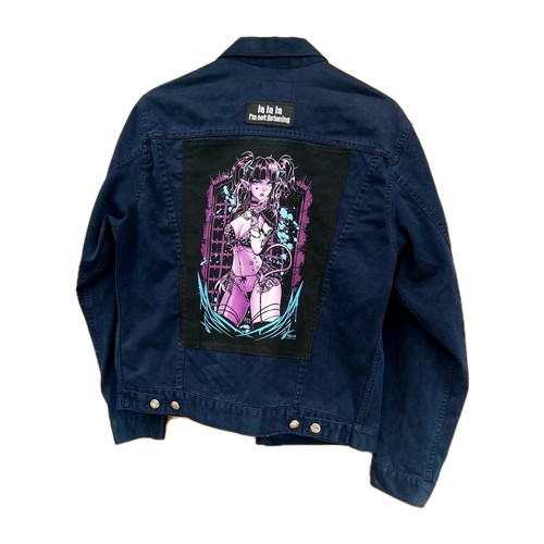 Reworked blue denim - , jacket