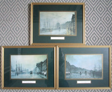 3 Lovely Vintage Atkinson Grimshaw Prints Liverpool Dockside & Old Custom House