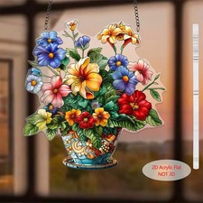 Floral Pot Design Window Art