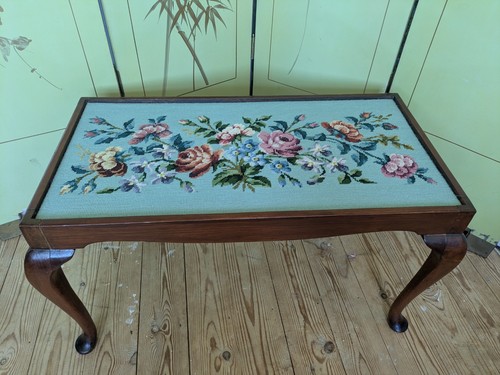 Vintage needlepoint table - vintage,