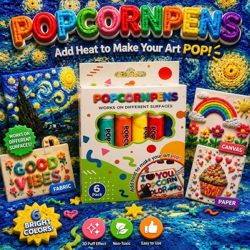 Popcorn pens iey relief - 3d, art