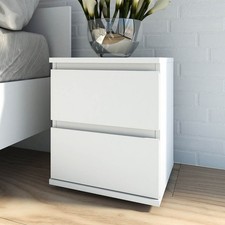Nova Bedside Table 2 Drawer Matt White Bedroom Storage