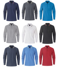 Mens Long Sleeve Polo Shirt Pique Tipping Collar with Pocket M-3XL 2400/03