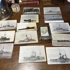 WW1 Royal Navy Stokers photo and career ship postcards with dates 1909 1919