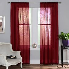 1 PAIR (2) Plain Voile Curtain Panels Rod Pocket Slot Top Net Curtain 25 Colours