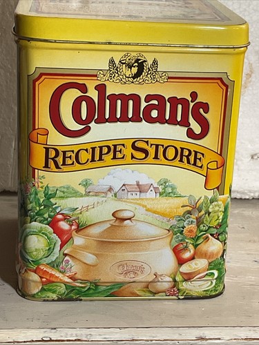 Vtg yellow colmans - mustard, tin
