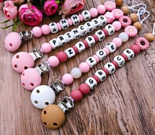 Personalised Silicone Baby Dummy Clip Pacifier Holder Chain Soother Strap