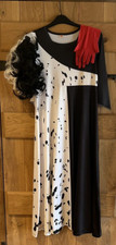 Cruella de Ville Fancy Dress Costume  Dress, Wig, Gloves and Holder Age 15-16