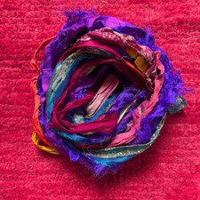Indian Sari Silk Ribbon Sampler Pack of 6 Ribbons, in approx 1 metre lengths
