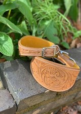 Vegetable Tanned Leather Whippet Saluki Greyhound Lurcher Collar Hand Tooled