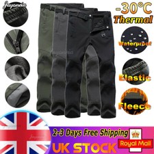 Mens Cargo Combat Work Trousers Thermal Fleece Lined Pants Winter Casual Bottom