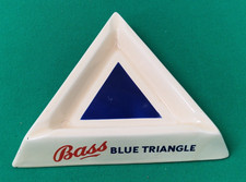 Rare Vintage BASS Blue Triangle Beer Advertising Ashtray TC Green Man Cave Bar