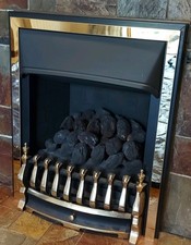 Valor TrueFlame Black & Brass Gas Fire With Coals For Inset Fireplace Excellent 