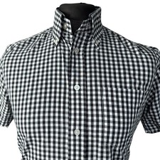BRUTUS TRIMFIT Shirt Mens MEDIUM (38") Short Sleeve Blue and White Check