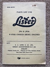 LISTER JW6 JWS6 Water Cooled Diesel Engines Parts List Brochure Hawker Siddeley