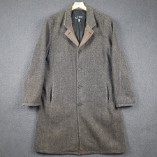 Vintage ARMANI JEANS Coat Mens L Large 42 Wool Blend Tweed Herringbone Overcoat