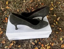 LK Bennett Green Suede Court Shoes 40.5 UK7 – Kitten Heels Vintage Unused